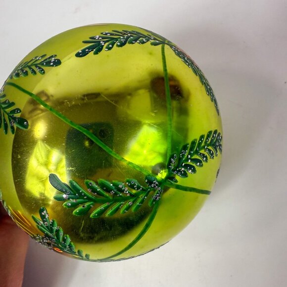 Christopher Radko Deep Sea Ornament Green Yellow Fish Blown Glass Ball 4'' - Picture 6 of 6